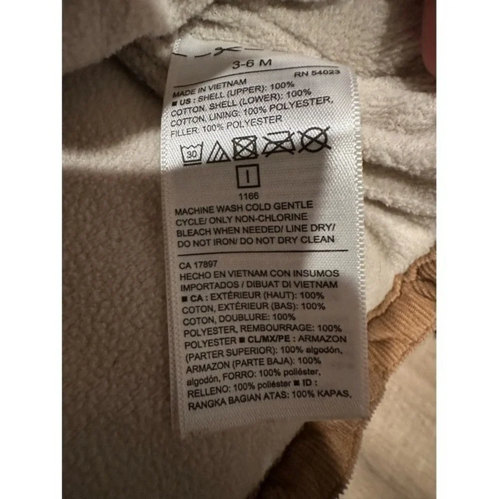 Old Navy Baby Sherpa Collar Corduroy Puffer Vest‎ Plaid 3-6M kids